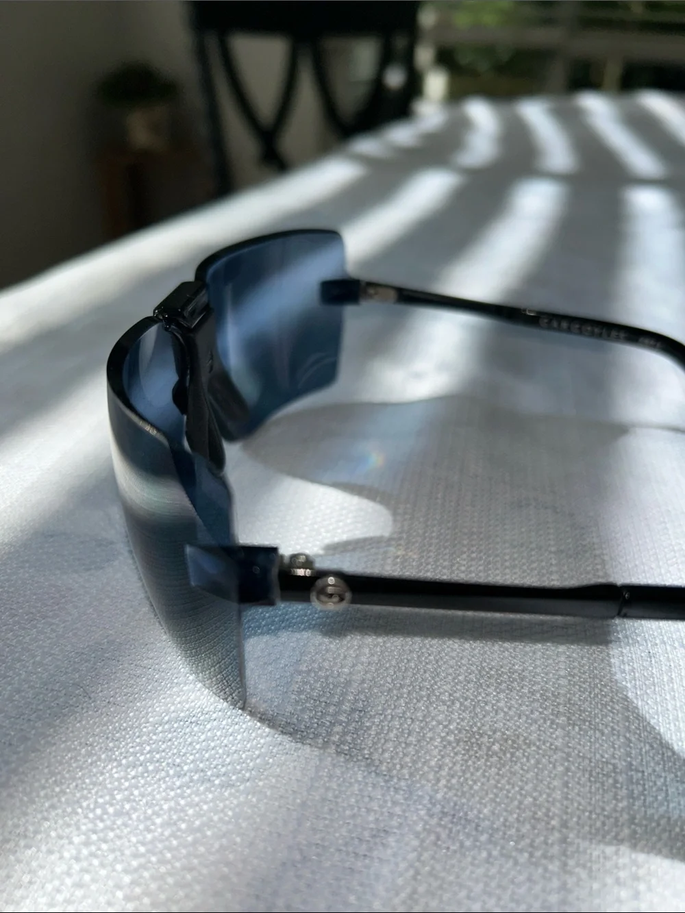 Gargoyles Shield Sunglasses ANSI Z87.1 Black Plastic Frame Blue Lenses w/ Case